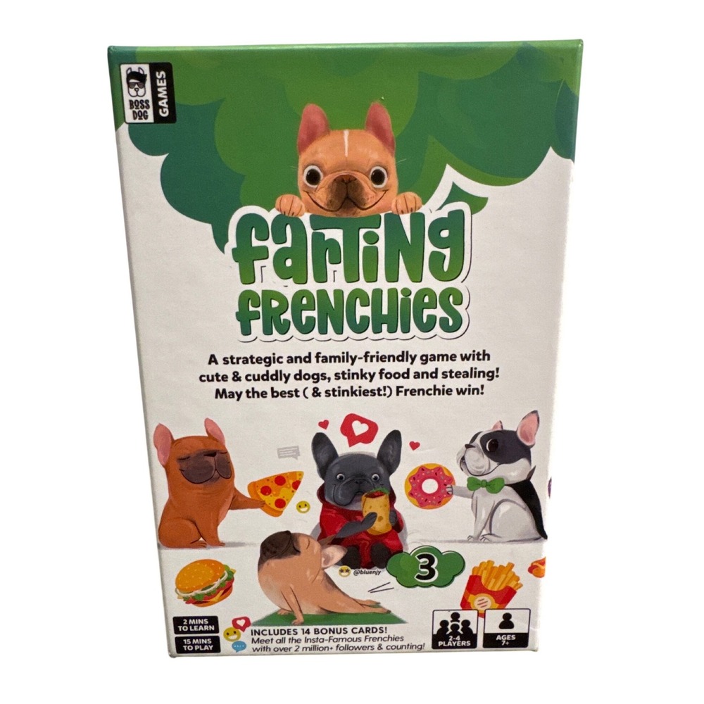 Boss Dog Games Farting Frenchies Card Game with 14 Bonus Cards 2-4 Players